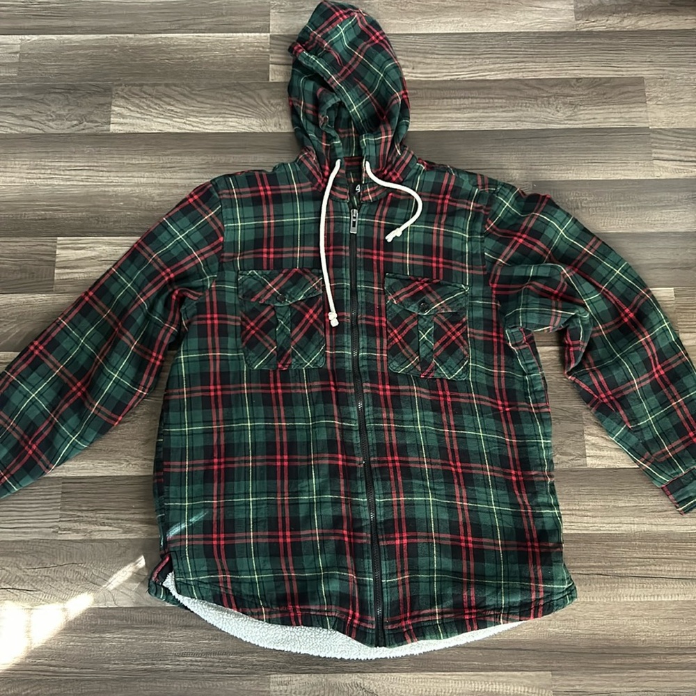 Plaid Zip-Up Hooded Sweater/Jacket